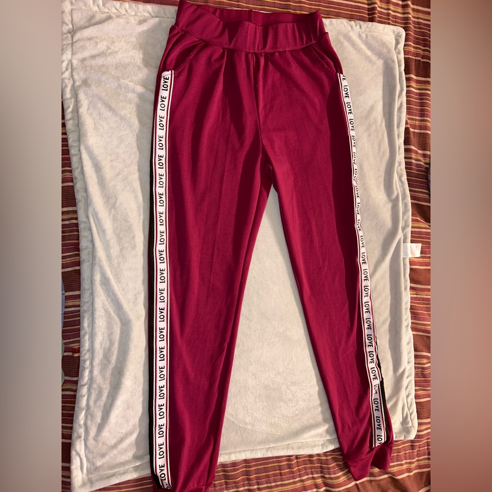 Women's Burgundy joggers size Large